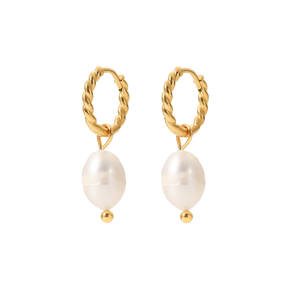 Twisted Pearl Hoop