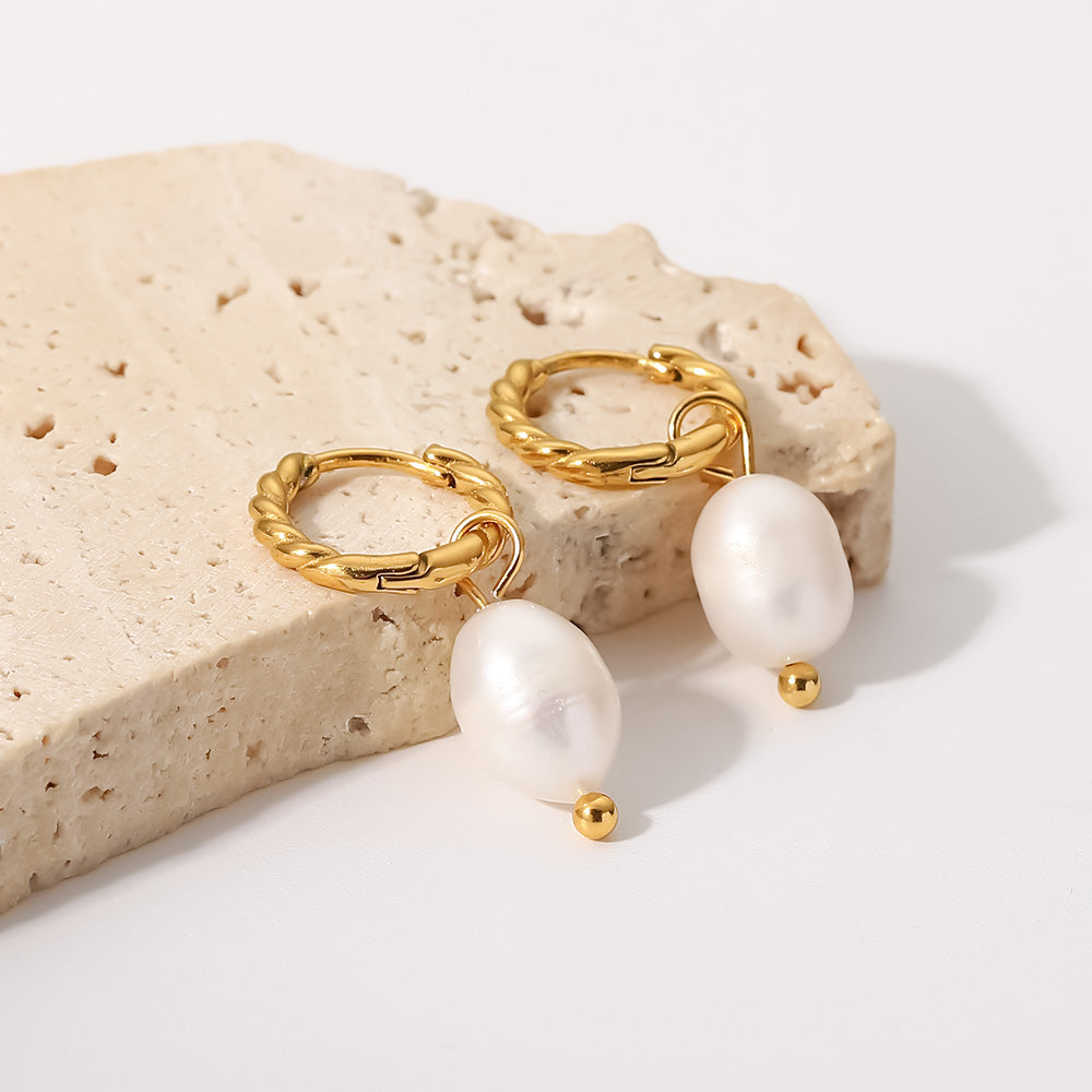 Twisted Pearl Hoop